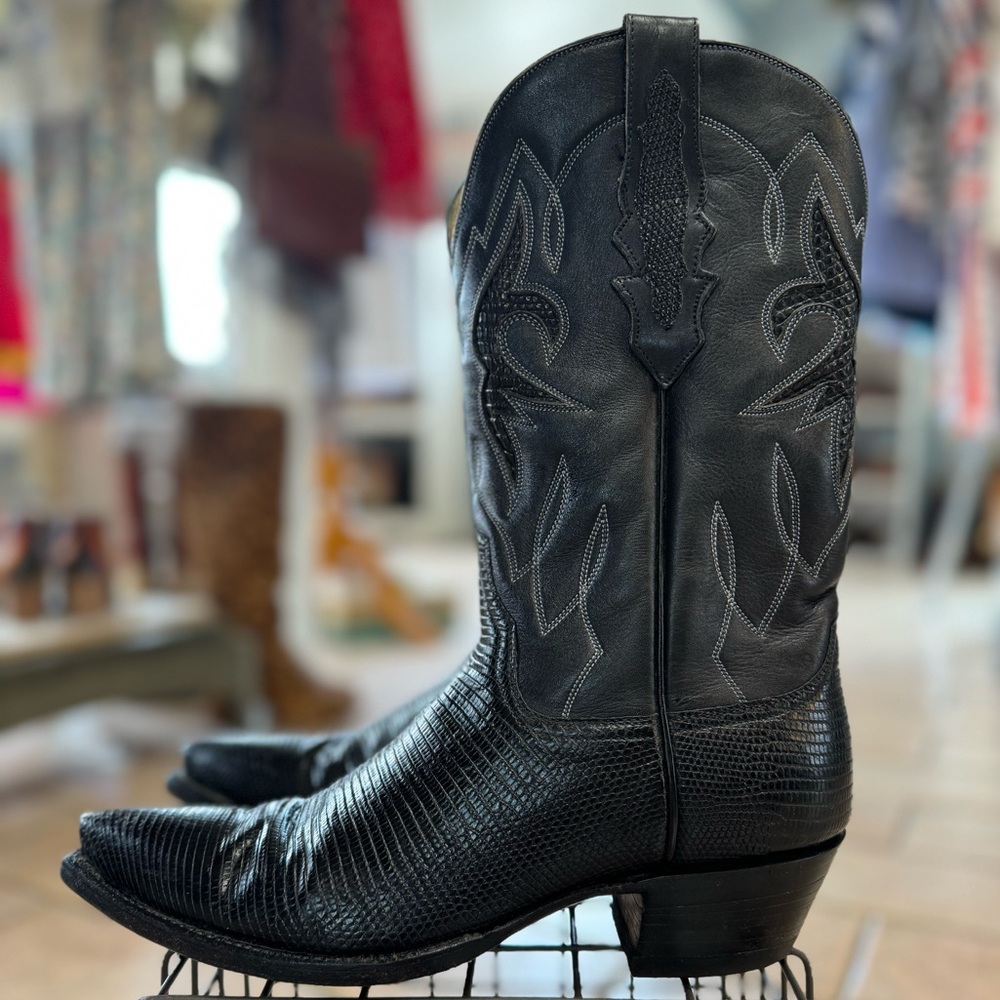 The Stallion Boot and Belt Co Black Lizard Skin Boots Size 7.5